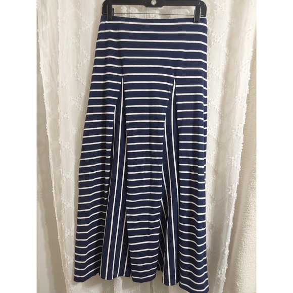 Lauren Ralph Lauren Dresses & Skirts - Lauren Ralph Lauren Navy White Striped Godet Maxi Skirt Womens Small